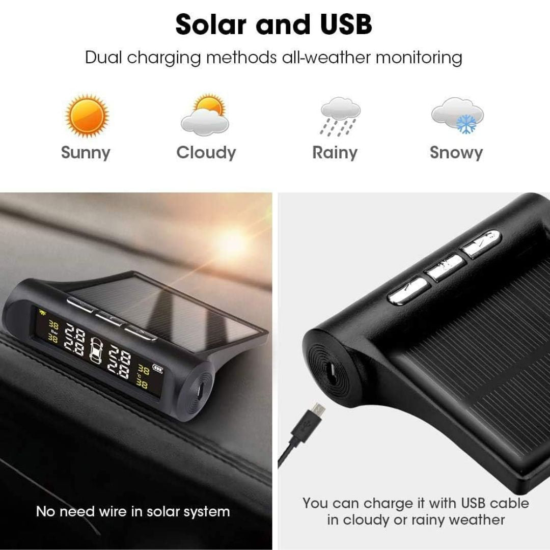 Solar Wireless Tire Pressure Monitor TPMS Tire Pressure Monitoring System