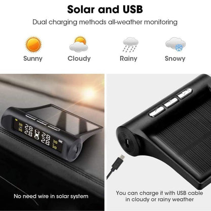 Solar Wireless Tire Pressure Monitor TPMS Tire Pressure Monitoring System